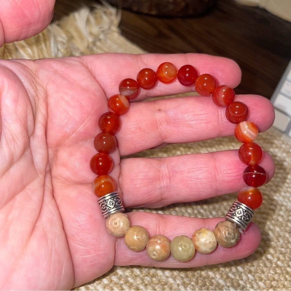 2/$30 Carnelian Soapstone Handmade Healing  Stretchy Bracelets 7 1/2" - Picture 6 of 6